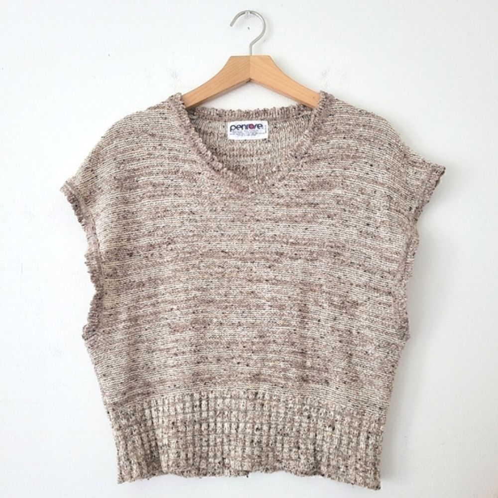 Vintage Penrose Silk/Wool Blend Sweater Brown/Cream